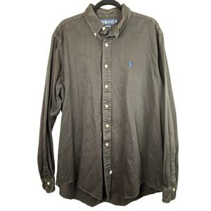 Polo Ralph Lauren XXL Button Down Shirt Brown Cotton Classic Casual Prep